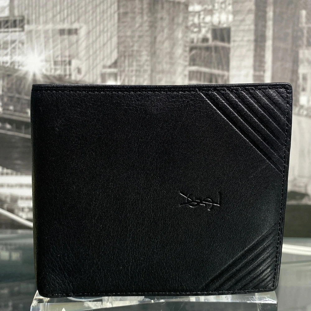 Authentic YSL Sleek black leather bifold wallet